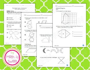 Preview of Math In Focus - Grade 3 - Chapter 18 (2-D Shapes) Review/Study Guide/Test