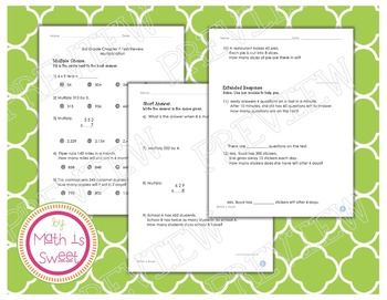 Preview of Math In Focus - Grade 3 - Chapter 7 (Multiplication) Review/Test