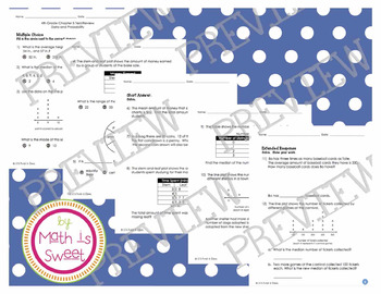 Preview of Math In Focus - Grade 4 - Chapter 5 (Data and Probability) Review/Test