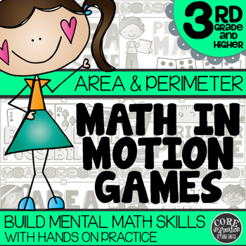 Preview of 3rd Grade Area & Perimeter Math Games | Hands-On Learning for Workshop & Centers
