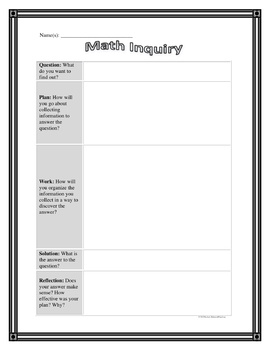 Preview of Math Inquiry Graphic Organizer Common Core