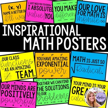 Preview of Math Inspirational Poster Set - 10 Posters in Black and White and Color Options