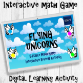 Math Interactive Game | Flying Unicorns | Editable| Distan