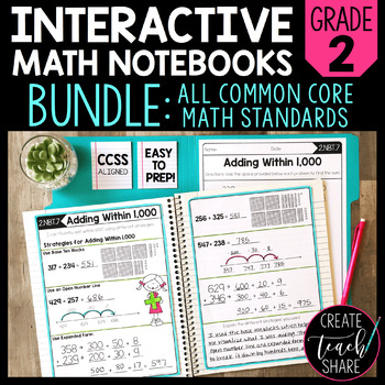 Preview of Math Interactive Notebook 2nd Grade Bundle
