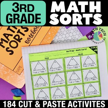 Preview of 3rd Grade Math Sorts, Math Spiral Review Centers, Interactive Notebook Test Prep