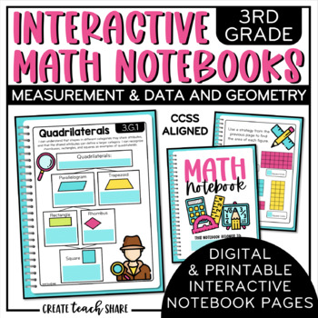 Preview of Math Interactive Notebook 3rd Grade Measurement & Data and Geometry
