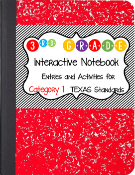 Preview of Math Interactive Notebook 3rd Grade Texas Standards 1 and Common Core