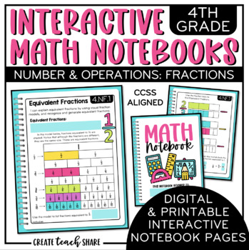 Preview of Math Interactive Notebook 4th Grade Fractions