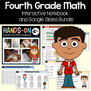 Preview of Math Interactive Notebook 4th Grade + Google Slides Bundle | 30% off