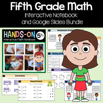 Preview of Math Interactive Notebook 5th Grade + Google Slides Bundle | 30% off