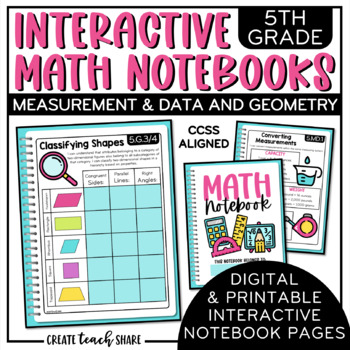 Preview of Math Interactive Notebook 5th Grade Measurement & Data and Geometry