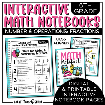 Preview of Math Interactive Notebook 5th Grade Number & Operations Fractions