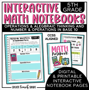 Preview of Math Interactive Notebook 5th Grade OA and NBT