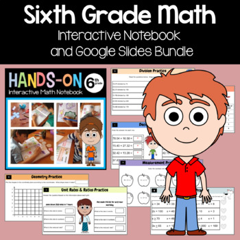 Preview of Math Interactive Notebook 6th Grade + Google Slides Bundle | 30% off