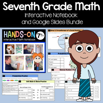 Preview of Math Interactive Notebook 7th Grade + Google Slides Bundle | 30% off