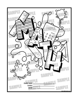 Preview of Math Interactive Notebook Cover Paint Splash Theme Coloring Page
