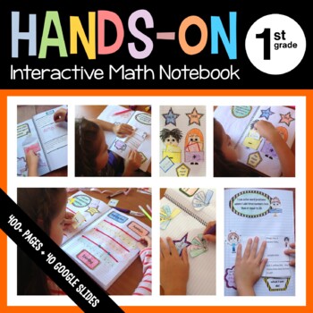 Preview of Math Interactive Notebook First Grade with Scaffolded Notes + Google Slides