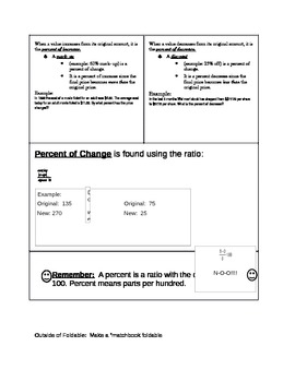 Preview of Math Interactive Notebook Foldable Percent of Change