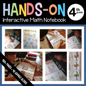 Preview of Math Interactive Notebook Fourth Grade with Scaffolded Notes + Google Slides