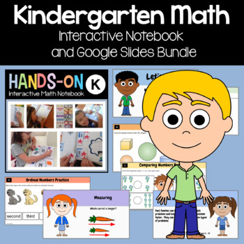 Preview of Math Interactive Notebook Kindergarten + Google Slides Bundle | Math Skills