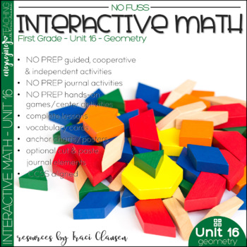 Preview of Math No Prep Interactive Notebook and MORE! 1st Grade Unit 16 - GEOMETRY