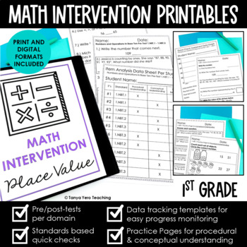 Preview of Math Intervention 1st Grade Binder Yearlong RTI Progress Monitoring Bundle