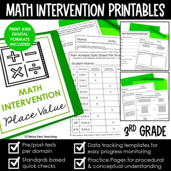 Preview of Math Intervention 3rd Grade Binder Yearlong RTI Progress Monitoring Bundle