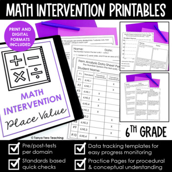 Preview of Math Intervention 6th Grade Binder Yearlong RTI Progress Monitoring Bundle