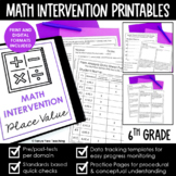 Math Intervention 6th Grade Binder Yearlong RTI Progress M