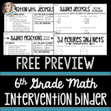 6th Grade Math Intervention Binder Free Preview