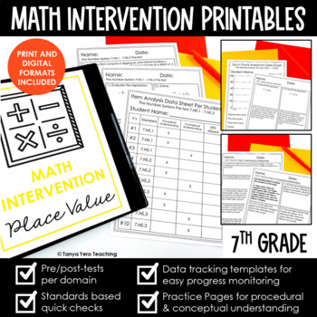 Preview of Math Intervention 7th Grade Binder Yearlong RTI Progress Monitoring Bundle