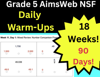 Preview of Grade 5 Daily Math Number Sense Fluency Warm-Ups. 18 Weeks: AimsWeb Triads + MCF