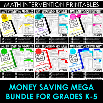 Preview of Math Intervention Grades K-5 Progress Monitoring MEGA Bundle