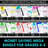 Math Intervention Grades K-5 Progress Monitoring MEGA Bundle