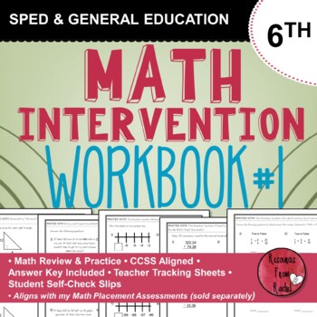 Preview of Math Intervention Workbook 6th grade - BOOK 1