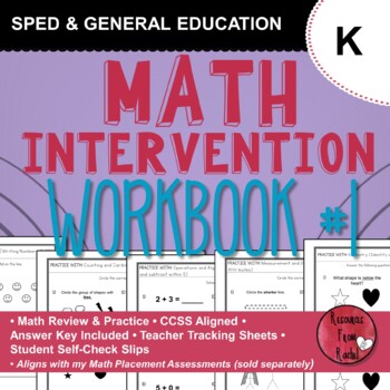 Preview of Math Intervention Workbook Kindergarten - BOOK 1