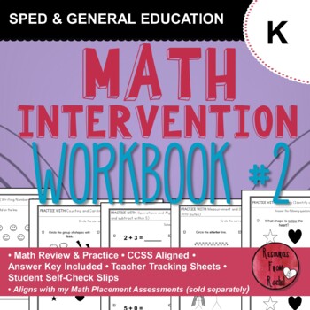 Preview of Math Intervention Workbook Kindergarten - BOOK 2