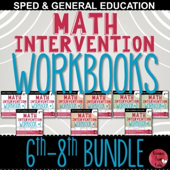 Preview of Math Intervention Workbooks BUNDLE 6th-8th