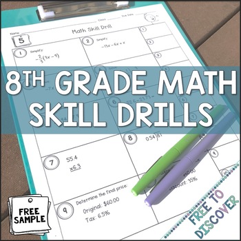 Preview of Math Intervention for Middle School | 8th Grade Math Skill Drills