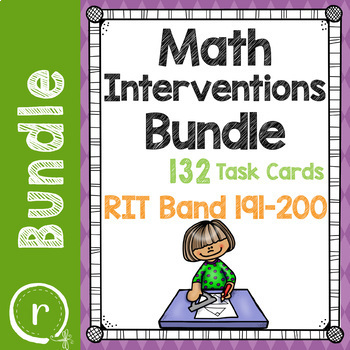 Preview of NWEA MAP Prep Math Practice Task Cards Maps RIT Band 191-200 Intervention Bundle