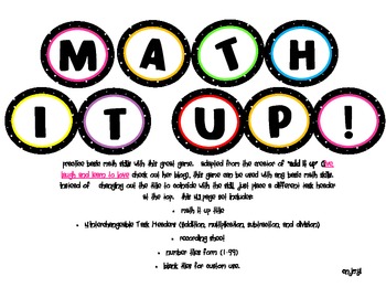 Preview of Math It Up (A Version of "Add It Up" )