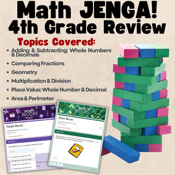 Preview of Math JENGA! 4th Grade Review EDITABLE