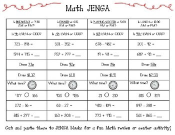 Preview of Math JENGA (Grade 2)