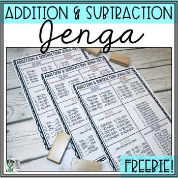 Preview of Addition & Subtraction Math Jenga FREEBIE