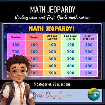Preview of Math Jeopardy! Kindergarten/First Grade Beginning of the Year Math Review Game