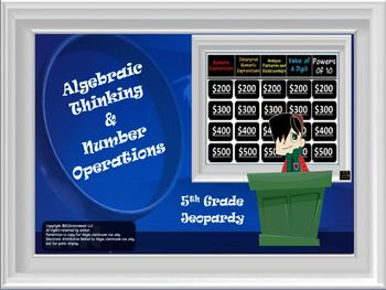 Preview of Math Jeopardy: Number and Operations in Base Ten/Algebraic Thinking (5th Grade)
