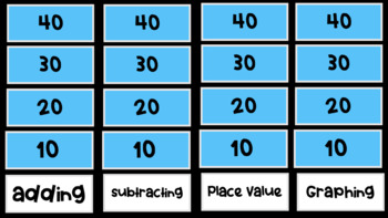 Preview of Math Jeopardy! - Place Value, Subtraction, Addition, and Graphing!