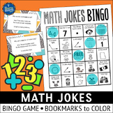 Math Jokes Bingo Game and Bookmarks to Color