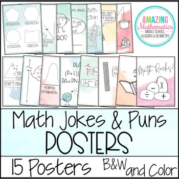 Preview of Math Jokes and Puns Classroom Décor Posters