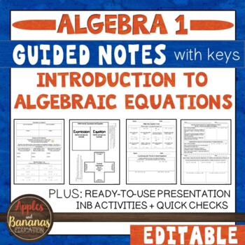 Preview of Introduction to Algebraic Equations - Guided Notes, Presentation, INB Activities